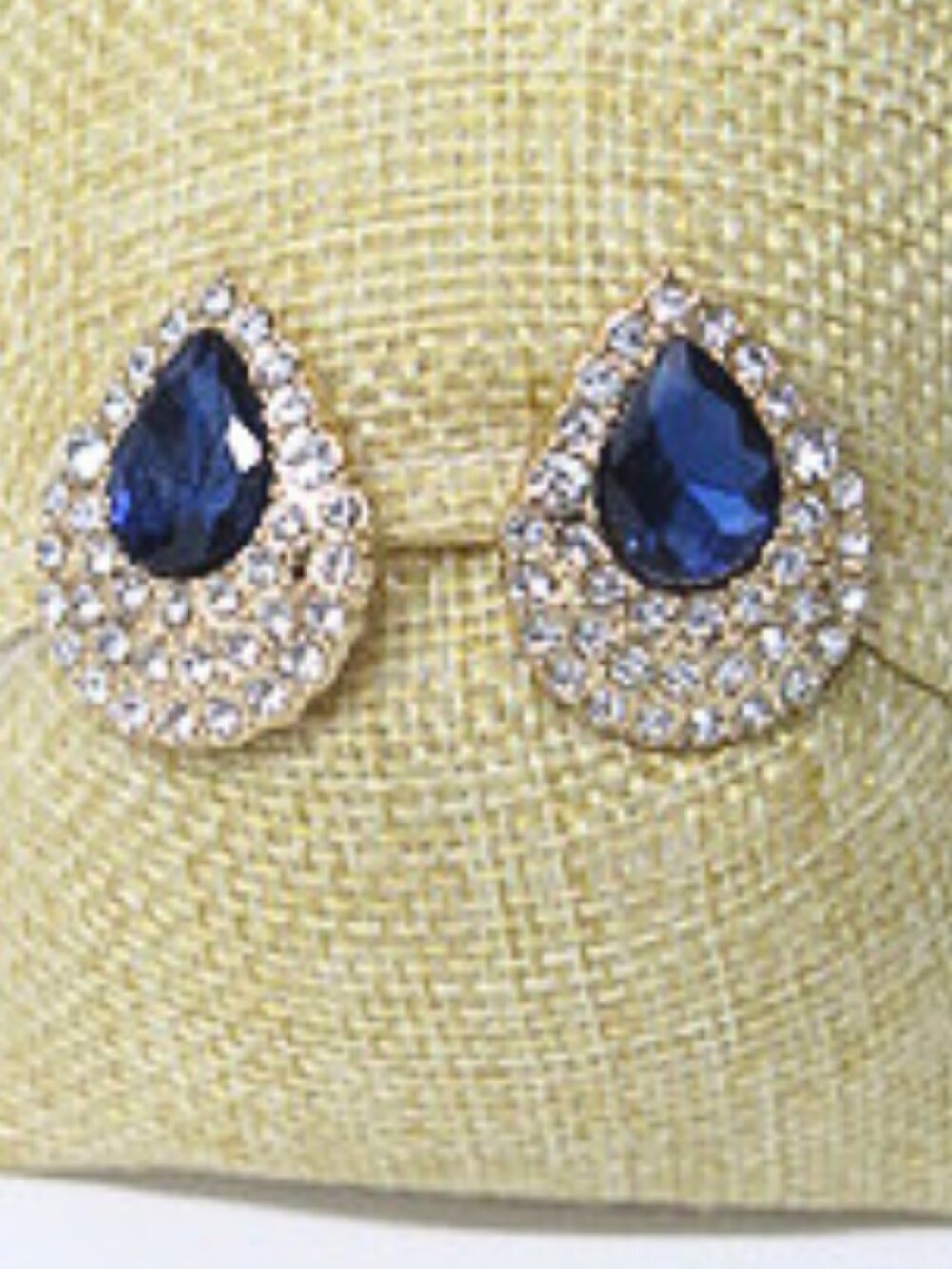 Blue Crystal Rhinestone Clip-On Earrings NWOT